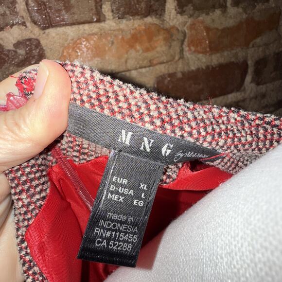 MNG Dress Womens Sz L Red/black/gray Cap Sleeve Work Career Basic Office Church - Picture 6 of 10